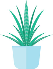 Aloe flowerpot icon. Color green tropical plant