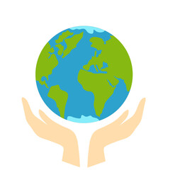 Illustration of two hands supporting the earth