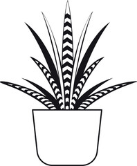 Aloe flowerpot line icon. Houseplant greenery symbol