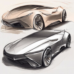 Naklejka premium car sketch illustration background