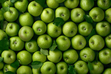 Lots of Green Apples | Fresh and Crisp Green Apple Background for Healthy Eating and Natural Produce