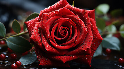 red rose photo generative ai