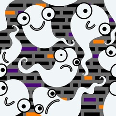 Halloween ghost seamless cartoon pattern for wrapping paper and fabrics
