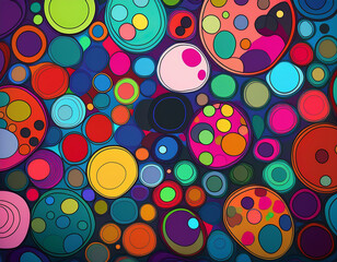 Naklejka premium Bright Polka Dot Pattern Abstract and Playful Retro Design with Colorful Circles and Bold Background