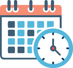 Clock and Schedule Calendar Icon on White Background, Minimalist and Clean Vector Illustration for Time Management, Appointment Scheduling, and Productivity Applications,Perfect for Web and App Desigs