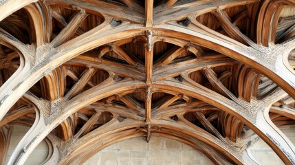 Intricate wooden vault in a historic architectural setting