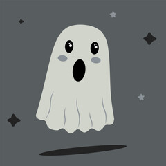 Scary cute monster for Halloween celebration. Cute vector icon with ghost image. Halloween illustration