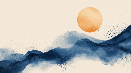 Nordic Abstract watercolor oil painting. Winter mood. Abstraction art background. Oil on canvas. Golden texture. Fragment of artwork. Paint spots. Strokes of paint. Colorful canvas.