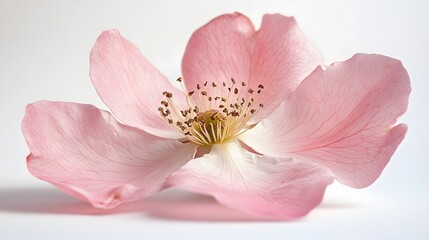 Naklejka premium Delicate pink petals of a freshly bloomed Rosa damascena