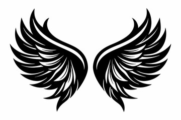 Angel wing vector tattoo design, wing silhouette illustration