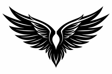 Angel wing vector tattoo design, wing silhouette illustration