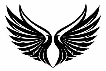 Angel wing vector tattoo design, wing silhouette illustration