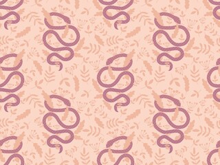 Cartoon animals seamless snake pattern for wrapping and kids new 2025 year