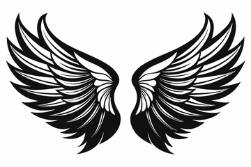 Angel wing vector tattoo design, wing silhouette illustration