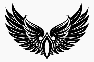 Angel wing vector tattoo design, wing silhouette illustration