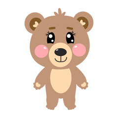 Cute vector flat kawaii little bear full length for kids	