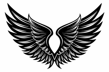 Angel wing vector tattoo design, wing silhouette illustration