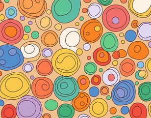 Bright Polka Dot Pattern Abstract and Playful Retro Design with Colorful Circles and Bold Background