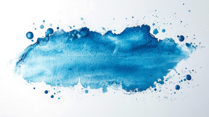 Obraz premium Azure PNG watercolor wash illustration. A vibrant blue watercolor splash on white canvas. Deep cerulean hues bleed outwards, their intensity gradually softening into wispy, cloud-like shapes