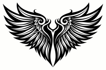 Angel wing vector tattoo design, wing silhouette illustration