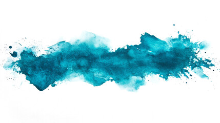 Azure PNG watercolor wash illustration. A vibrant blue watercolor splash on white canvas. Deep cerulean hues bleed outwards, their intensity gradually softening into wispy, cloud-like shapes