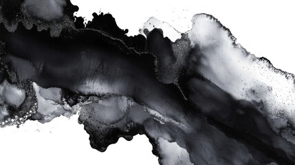 Obraz premium Black PNG watercolor wash illustration. A vibrant blue watercolor splash on white canvas. Deep cerulean hues bleed outwards, their intensity gradually softening into wispy, cloud-like shapes