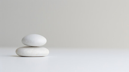 Single Pebble on a White Surface | Minimalist Natural Element in Clean and Simple Setting