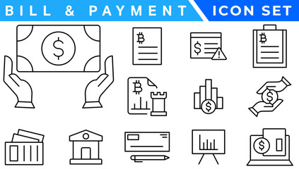 Bill And Payment Method icon. Bill Pay, Cash Wallet, Quick Pay, Card Swipe, Easy Bills, Pay Right, Digital Cash, Secure Pay, Bill Ease, Coin Wallet