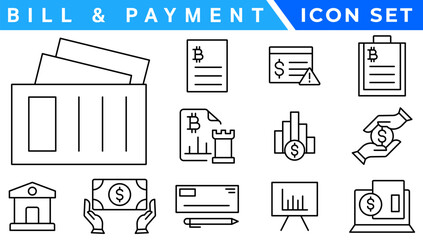 Bill And Payment Method icon. Bill Pay, Cash Wallet, Quick Pay, Card Swipe, Easy Bills, Pay Right, Digital Cash, Secure Pay, Bill Ease, Coin Wallet