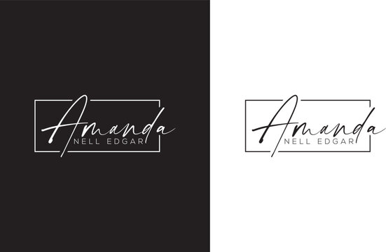 Luxury signature photography logo artist, editable text logo design, Font Calligraphy, Logotype Script Font, Type Font lettering, handwritten vector template