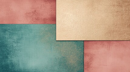Fototapeta premium Abstract textured background in teal, gold and pink with a vintage grunge texture effect, perfect for websites, social media, posters, and more