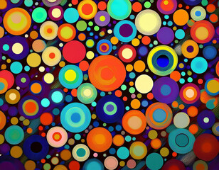 Bright Polka Dot Pattern Abstract and Playful Retro Design with Colorful Circles and Bold Background
