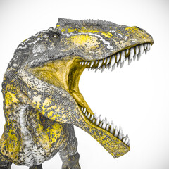 giganotosaurus is angry on white background close up view © DM7