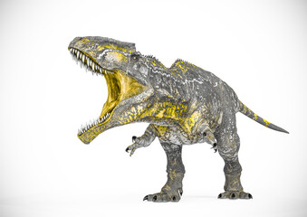 giganotosaurus is intimidating the others on white background cool view © DM7