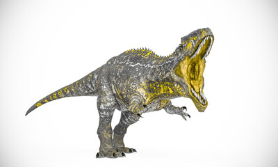 giganotosaurus is intimidating the others on white background side view © DM7