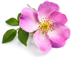 Obraz premium Pink damascena flower on white background