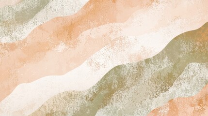 Fototapeta premium Abstract background with a grunge texture effect, featuring wavy shapes in beige and green tones, creating a sense of movement and depth
