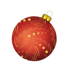 Red Christmas bulb illustration, hand drawn