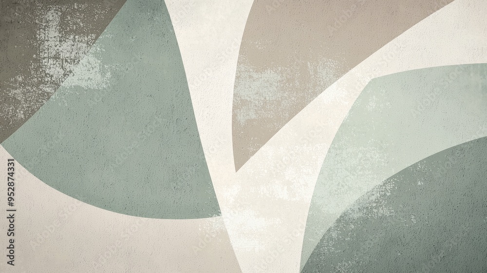 Poster modern and stylish abstract background featuring overlapping rounded shapes in green and beige tones
