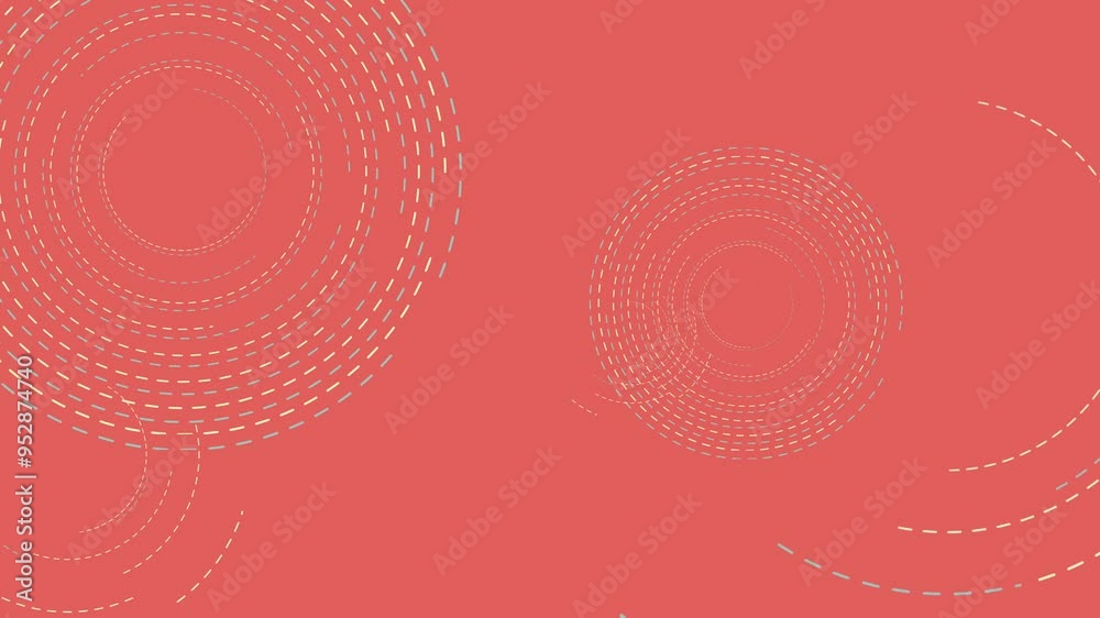 Poster 4k loopable animation pale spring bud & opal color dotted circles motion with terra cotta color back