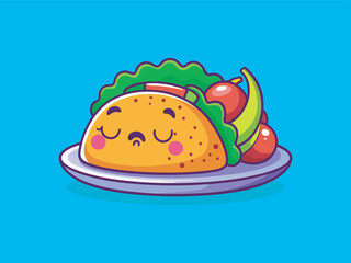 A fun taco cartoon character sleeping vector art illustration .
