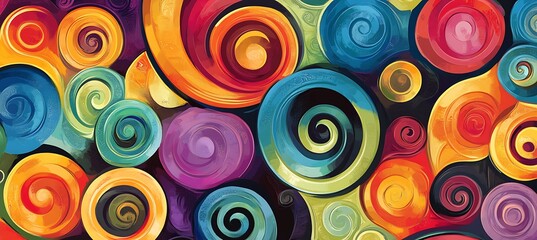 Fototapeta premium A dynamic, abstract swirl pattern in bright colors with text space 