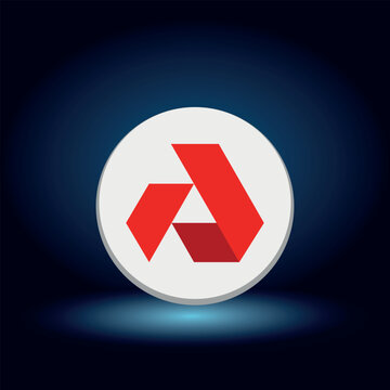 Vector flat Akash Network AKT Token symbol on blue background