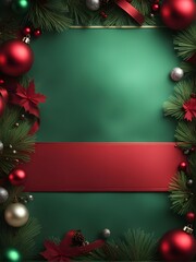 Christmas holiday background or template for a greeting card or banner with copy space for a text, new year card template