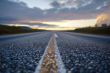 A road with a clear sky in the background, generative ai image