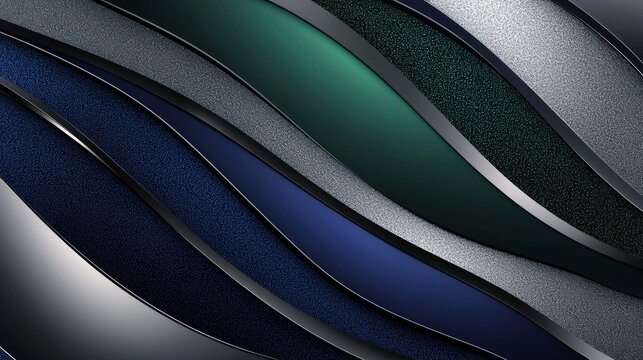 Abstract background with modern and elegant wavy shapes overlapping in blue, green and gray tones for website headers, banners or presentations