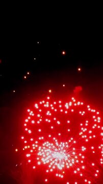 Experience the magic of Christmas with a stunning slow-motion display of vibrant fireworks lighting up the night sky, creating an unforgettable festive moment.