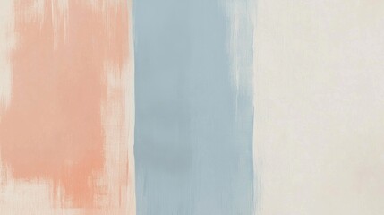 Wide abstract background image featuring brush strokes of peach, blue, and beige paint, creating a calming and artistic backdrop