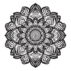 Silhouette of a mandala with geometric star shapes.eps