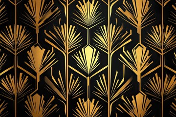Art Deco Geometric Pattern in black and gold, with subtle shadowing